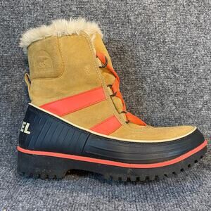 SOREL Tivoli II Tan Suede Short Boot Winter Boots Womens 7 Waterproof Faux Fur